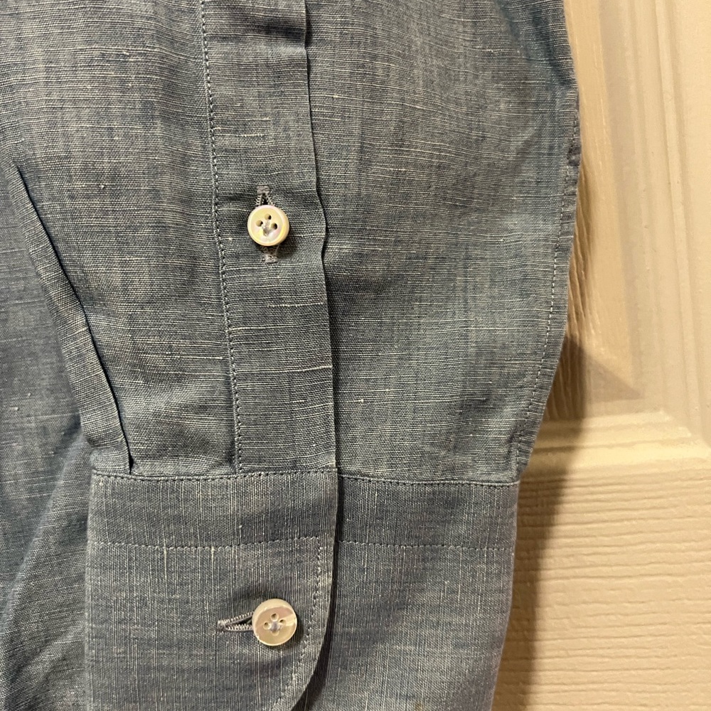 Loro Piana Ladies Linen Long Sleeve Vibrant Dress Shirt | Size IT 50/ US 14 - Picture 3 of 5